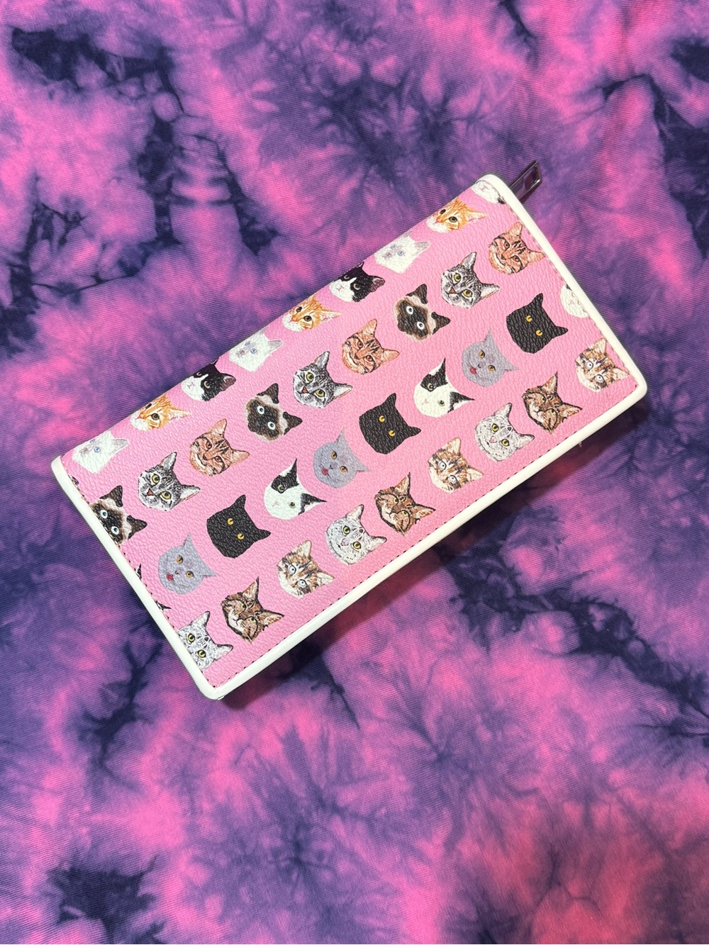 Pink Cat Faces Zip-Around Wallet - NWOT